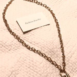 18" Gold Tone Necklace with Lock Charm -  3 Pack